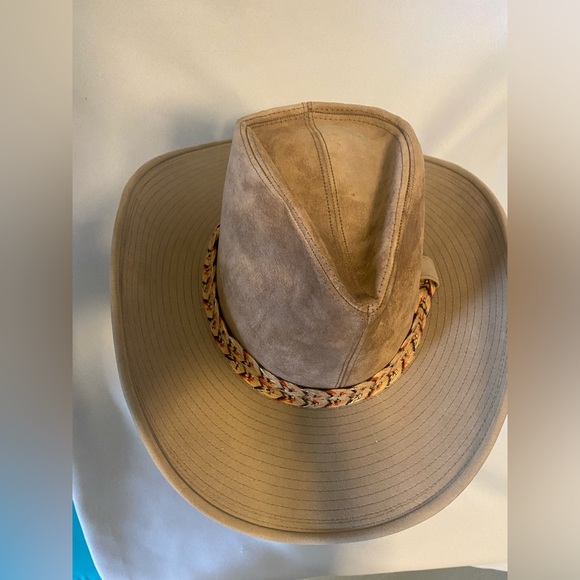 Vintage 1970s Resistol Ranchman Camel Brown Suede Western Hat with Woven Band - Picture 2 of 6